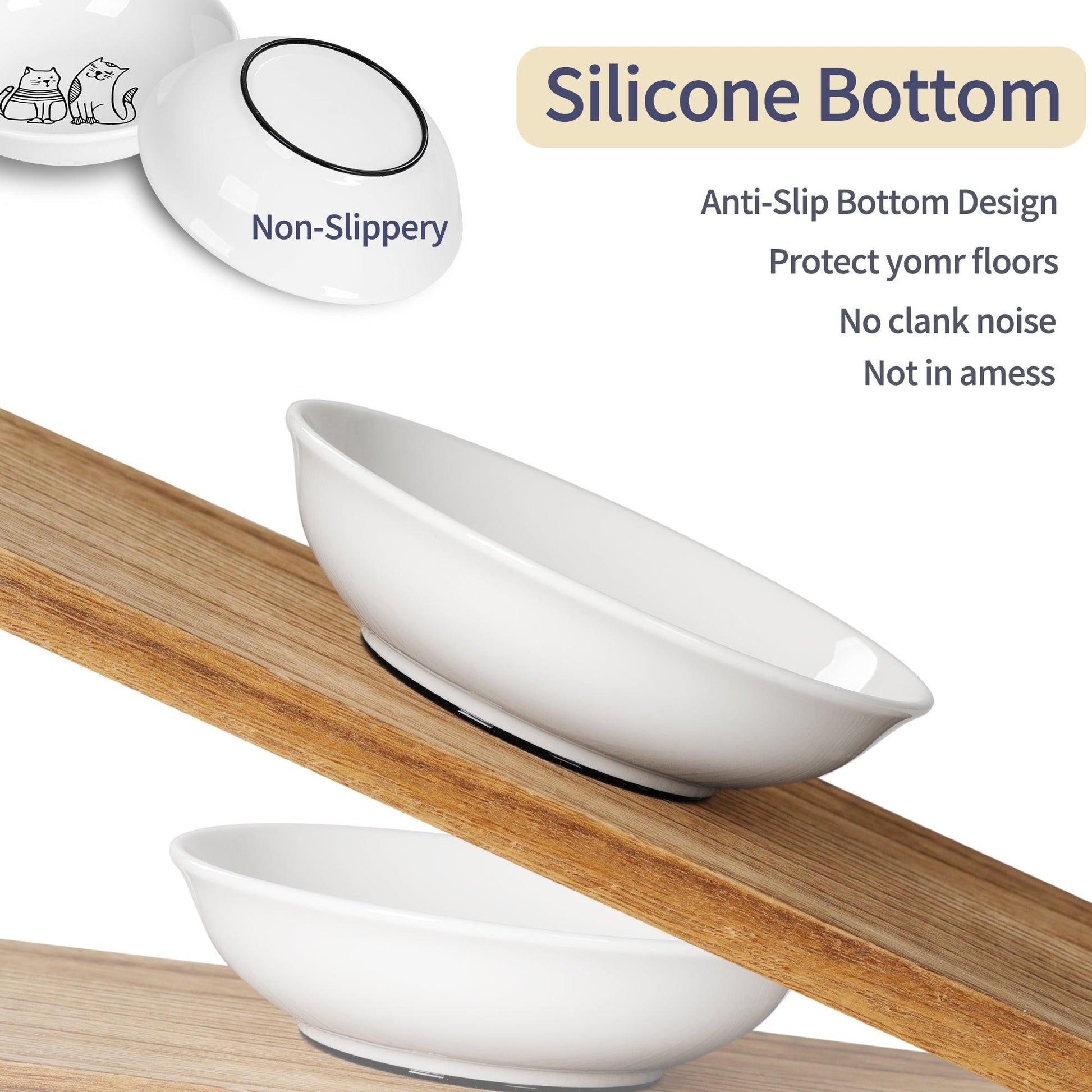 6 PCS Ceramic Cat Bowls – Shallow Anti-Whisker, Non-Slip Cat Food Dishes | KittyDine.