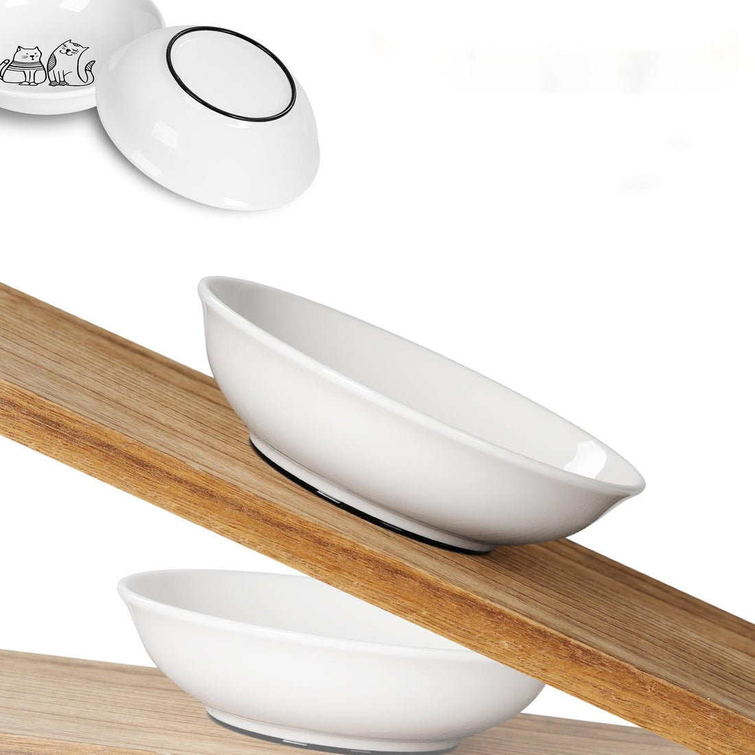 6 PCS Ceramic Cat Bowls – Shallow Anti-Whisker, Non-Slip Cat Food Dishes | KittyDine.