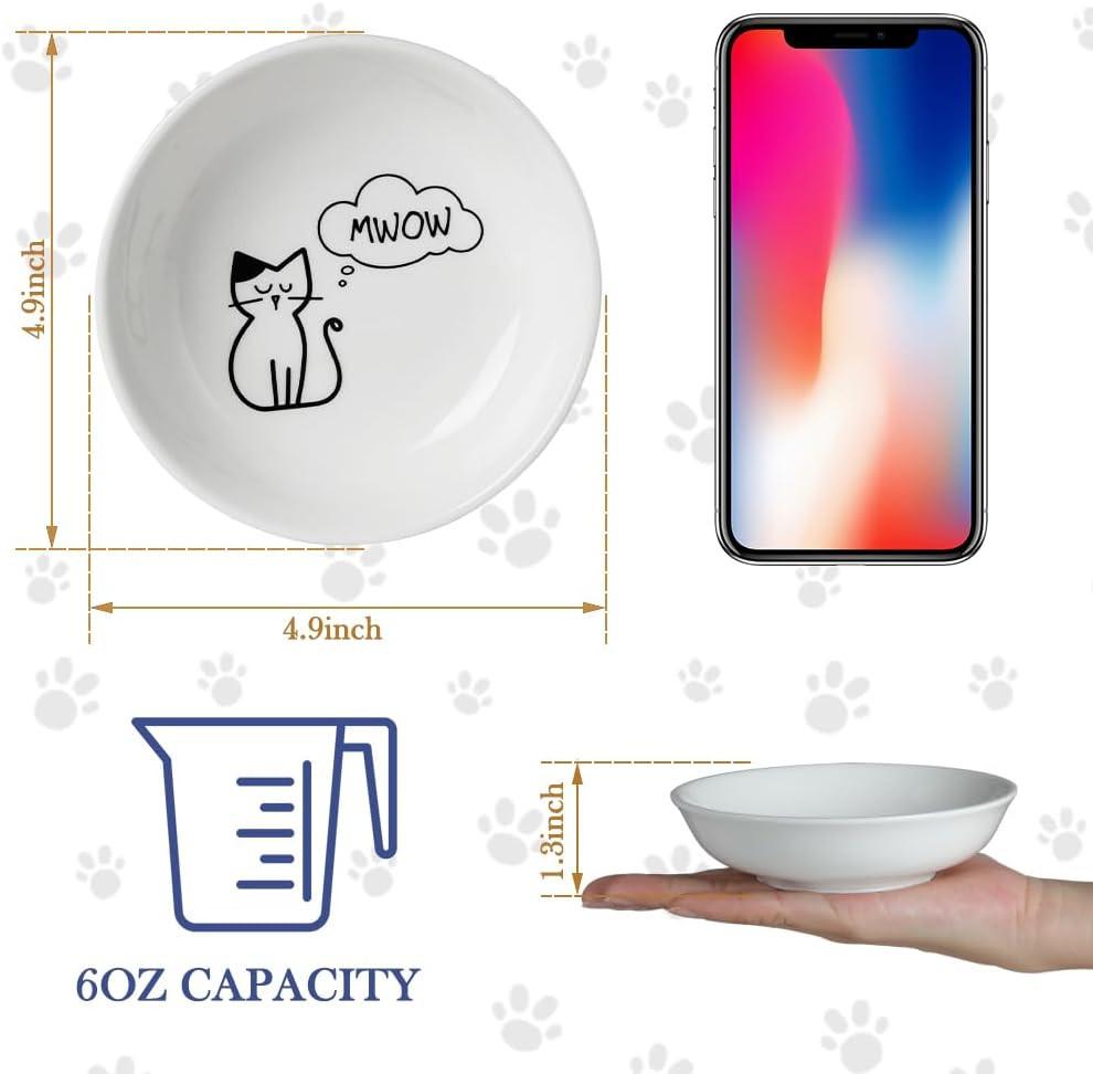 2PCS 5" Ceramic Cat Food Bowls – Whisker Friendly, Non-Slip, Dishwasher Safe | KittyDine.