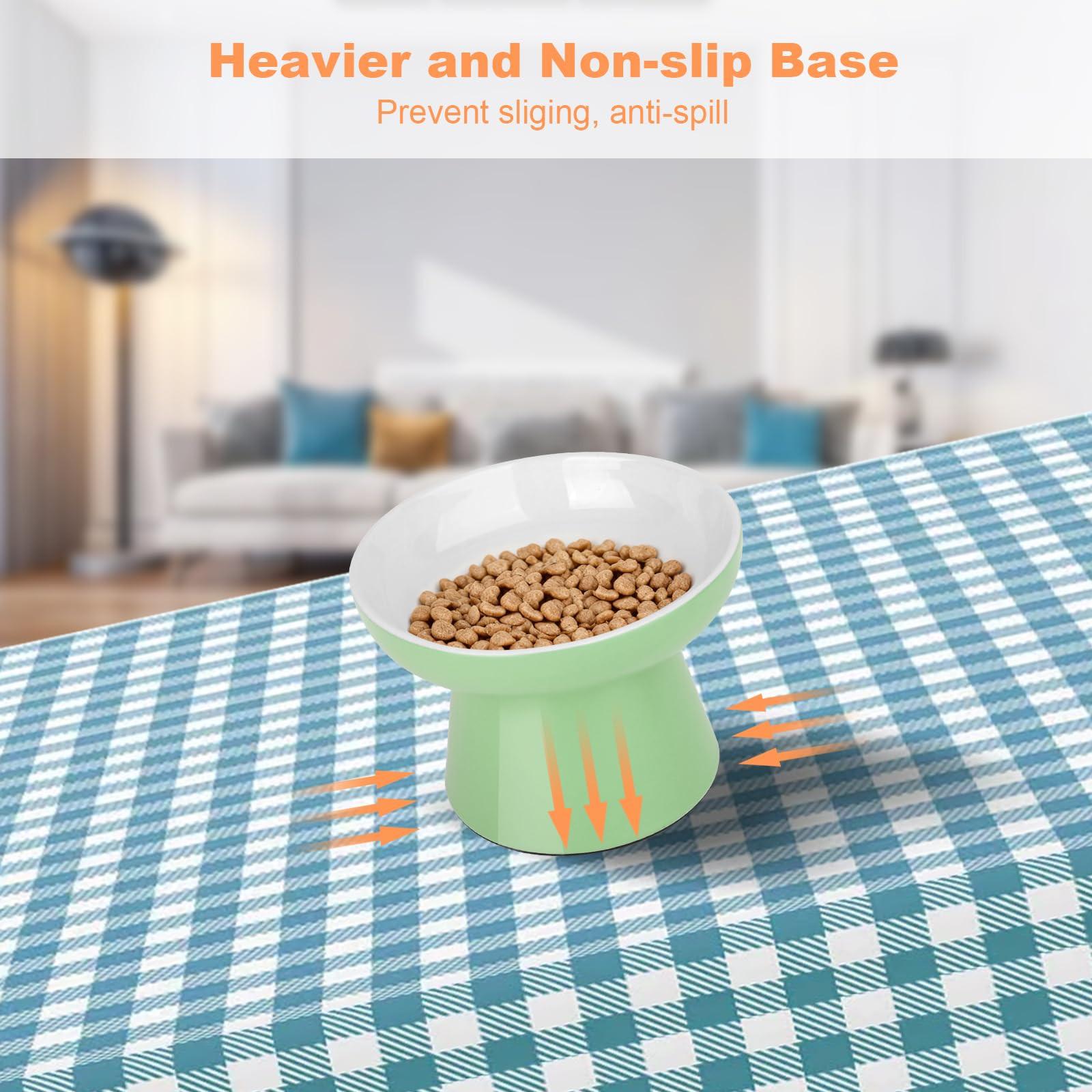 2 Pack Elevated Ceramic Cat Food Bowls – Whisker Friendly, Non-Slip, Anti-Vomiting | KittyDine.