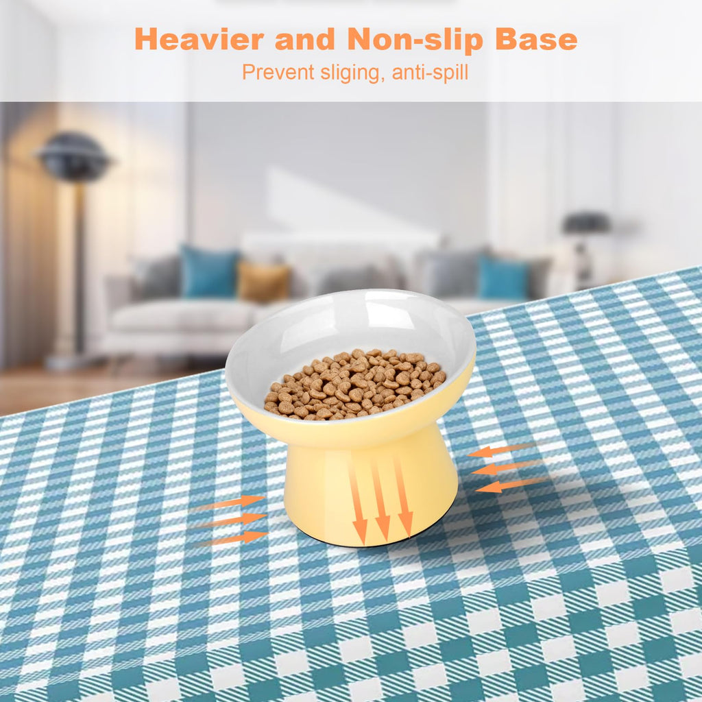 Elevated Cat Bowls,2 Pcs Ceramic Raised Cat Food Bowls with Non-Slip Base,Whisker-Friendly Shallow Design,Lead & Cadmium Free Pet Feeder,Dishwasher and Microwave Safe (Pink&Blue)