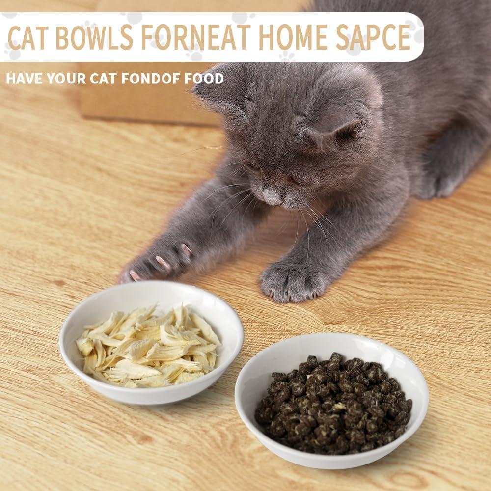 2PCS 5" Ceramic Cat Food Bowls – Whisker Friendly, Non-Slip, Dishwasher Safe | KittyDine.
