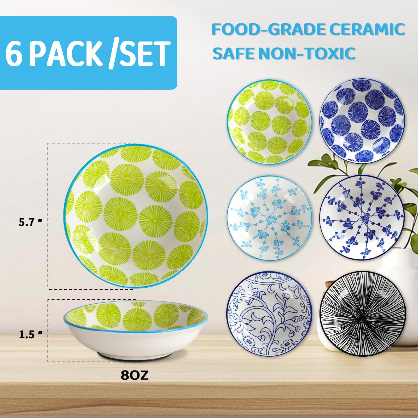 6PCS Ceramic Cat Food Bowls – Whisker Friendly, Non-Slip, Wide Shallow 5.75" | KittyDine.