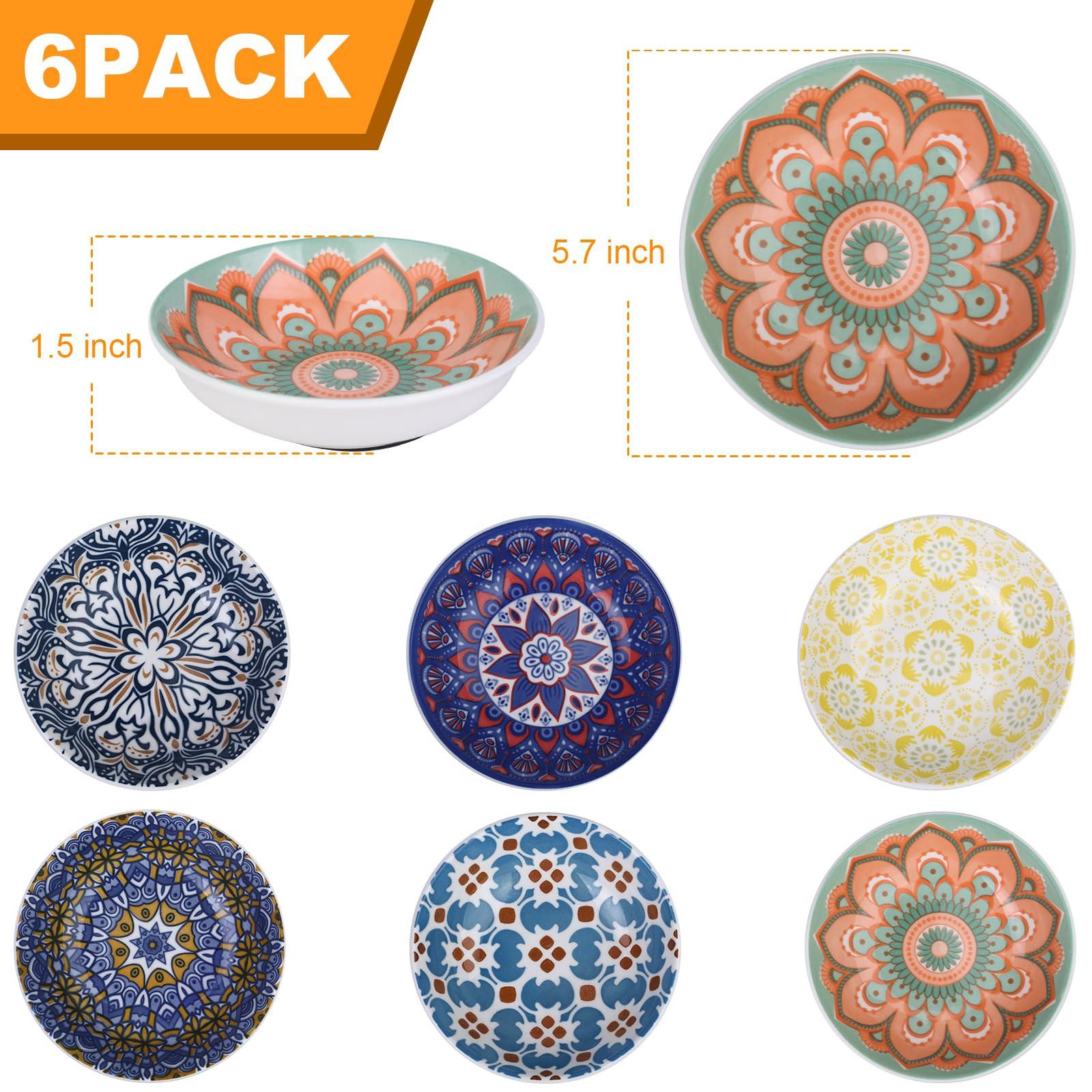 6PCS Ceramic Cat Food Bowls – Whisker Friendly, Non-Slip, Wide Shallow 5.75" | KittyDine.