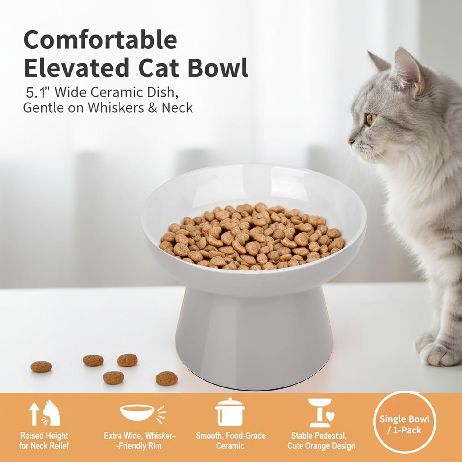 anti vomit cat food bowl Elevated Shallow Ceramic Cat Bowl – Whisker Friendly, Anti-Vomiting
