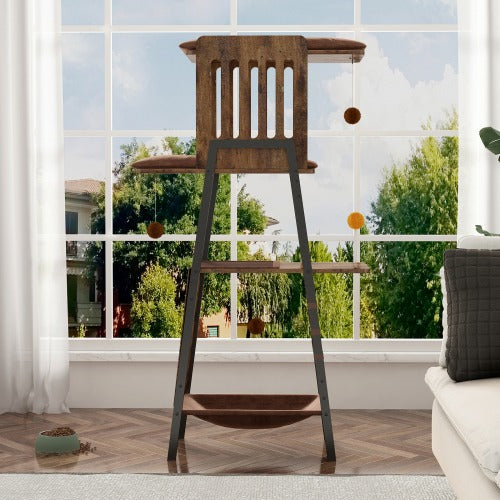 58" Heavy-Duty Modern Cat Tree — Large Perch & Metal Frame | KittyDine