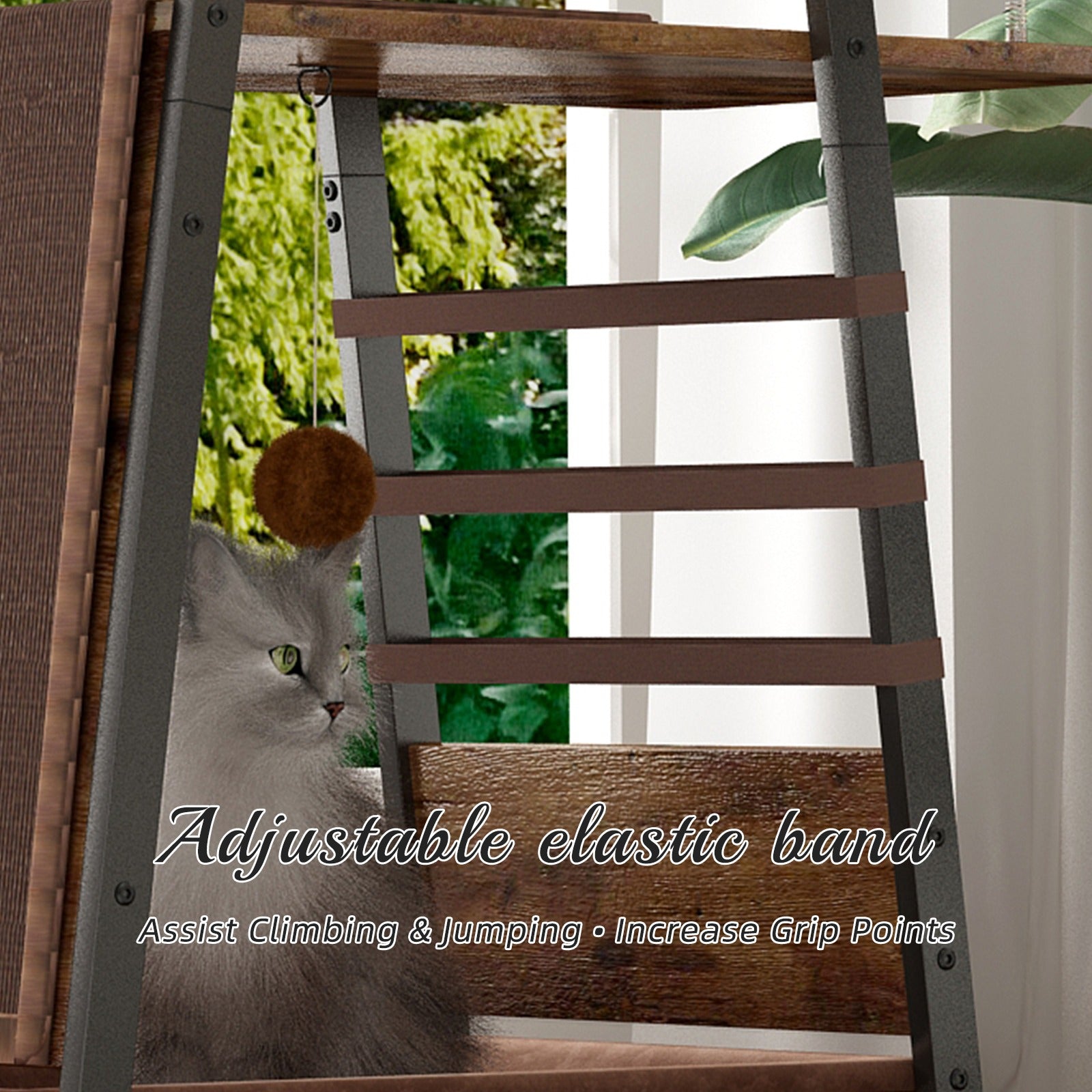 58" Heavy-Duty Modern Cat Tree — Large Perch & Metal Frame | KittyDine